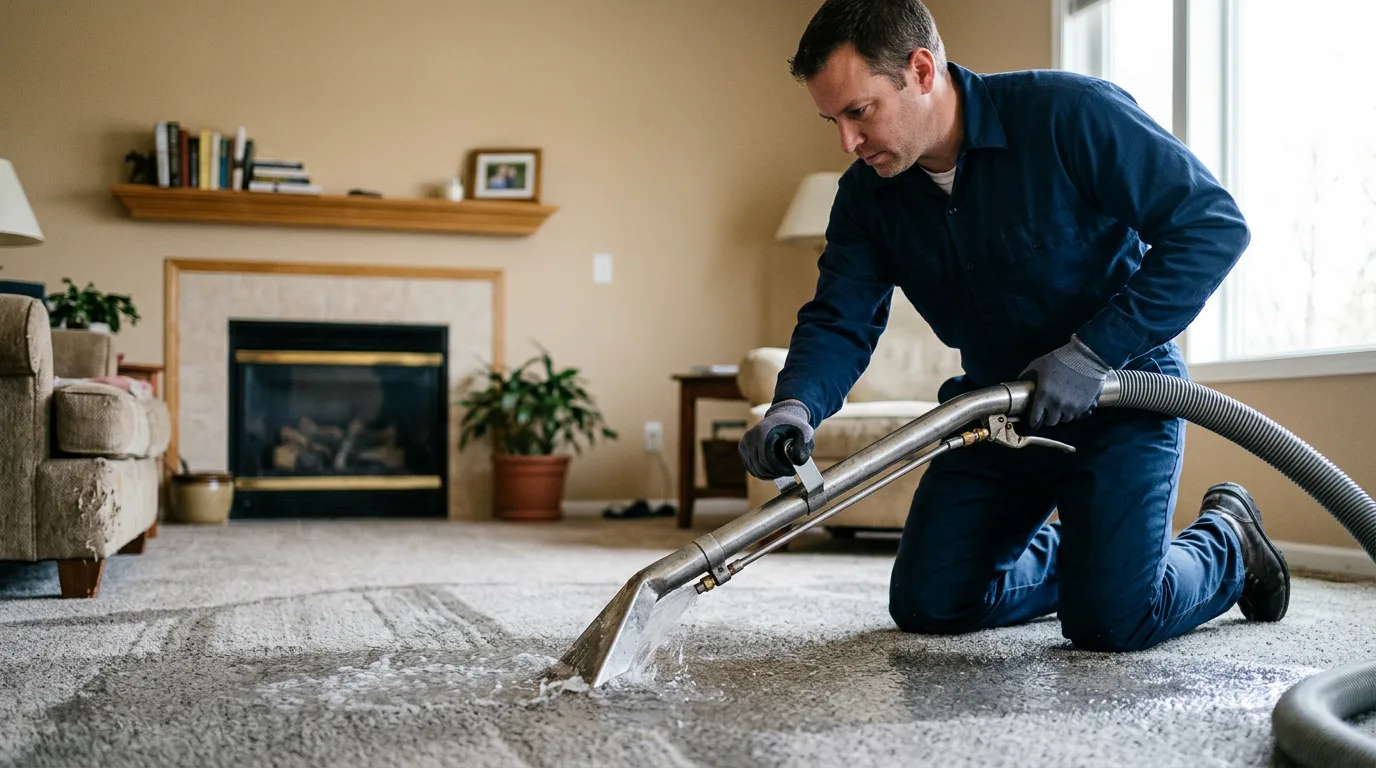 Water damage restoration technician working near Loda, IL